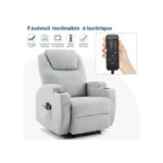 Fauteuil de Relaxation et Massage électrique massant inclinable et Chauffage, 73x84x108 cm, gris clair – Image 3
