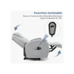Fauteuil de Relaxation et Massage électrique massant inclinable et Chauffage, 73x84x108 cm, gris clair – Image 5