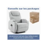 Fauteuil de Relaxation et Massage électrique massant inclinable et Chauffage, 73x84x108 cm, gris clair – Image 6