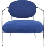 Fauteuil en velours côtelé bleu électrique et piètement chromé - Léon