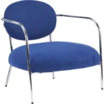 Fauteuil en velours côtelé bleu électrique et piètement chromé - Léon – Image 4