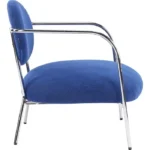 Fauteuil en velours côtelé bleu électrique et piètement chromé - Léon – Image 5