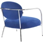 Fauteuil en velours côtelé bleu électrique et piètement chromé - Léon – Image 6
