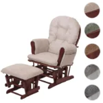 Fauteuil relax MCW-C76 chenille crème, piètement foncé