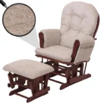 Fauteuil relax MCW-C76 chenille crème, piètement foncé – Image 4