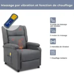 Fauteuil relaxation Massage inclinable - ALIGHTUP - Gris clair - 1 place - Tissu - Chauffage – Image 3
