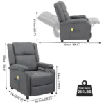 Fauteuil relaxation Massage inclinable - ALIGHTUP - Gris clair - 1 place - Tissu - Chauffage – Image 4