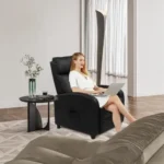 Fauteuil relaxation Massage inclinable, avec Repose-Pied Ajustable,97 x 64 x 105 cm,noir – Image 2