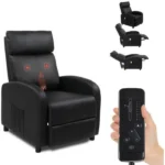 Fauteuil relaxation Massage inclinable, avec Repose-Pied Ajustable,97 x 64 x 105 cm,noir