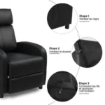 Fauteuil relaxation Massage inclinable, avec Repose-Pied Ajustable,97 x 64 x 105 cm,noir – Image 3