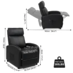 Fauteuil relaxation Massage inclinable, avec Repose-Pied Ajustable,97 x 64 x 105 cm,noir – Image 4