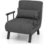 GIANTEX Fauteuil Relax Inclinable/Convertible- Dossier Réglable à 6 Niveaux- Fauteuil-Lit 1 Place avec Oreiller- Gris Foncé