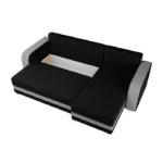 Harvey - Canapé d'angle réversible 4 places convertible avec coffre en tissu bicolore - Noir / Gris – Image 3