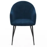IDMARKET Lot de 2 chaises de salle à manger, fauteuils de table MOLY en velours gaufré bleu canard – Image 3
