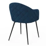 IDMARKET Lot de 2 chaises de salle à manger, fauteuils de table MOLY en velours gaufré bleu canard – Image 4
