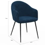 IDMARKET Lot de 2 chaises de salle à manger, fauteuils de table MOLY en velours gaufré bleu canard – Image 5