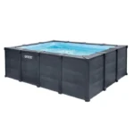 Kit Piscine hors sol tubulaire INTEX - Graphite - 400 x 300 cm - Rectangulaire (Echelle, vannes, filtre, bâche)