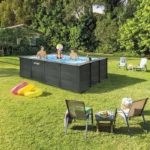 Kit Piscine hors sol tubulaire INTEX - Graphite - 400 x 300 cm - Rectangulaire (Echelle, vannes, filtre, bâche) – Image 3