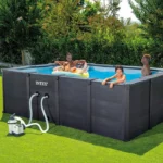Kit Piscine hors sol tubulaire INTEX - Graphite - 400 x 300 cm - Rectangulaire (Echelle, vannes, filtre, bâche) – Image 7