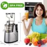 Extracteur de Jus de Fruits et Légumes - Grand Bouche 80mm Sans BPA - 96,5 % de Rendement en Jus - Gris – Image 2