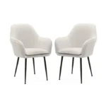 Lot de 2 fauteuils en bouclette et pieds en métal noir mat. Shella L 57 x P 59 x H 84.5 – Image 3