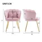 Lot de 4 Chaises Salle à Manger - OKWISH - Style Modernes - Dossier Pétale, Coussins Papillon - Velours Rose – Image 4