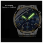 Montre Bracelet pour Hommes Daffaires en Acier Inoxydable Etanche Aiguilles Lumineuses Date Automatique Chronographe – Image 4