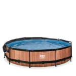 Piscine EXIT Wood ø360x76cm avec pompe filtrante et voile d'ombrage - marron – Image 3