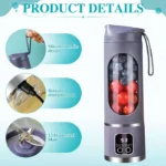 Presse-agrumes électrique portable - 12 lames avec affichage numérique, 3 modes, nettoyage facile, violet – Image 5