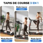 Tapis de course pliable - RAOO MIN - 3.0HP - max. 14km/h - Pente manuelle 12% - Charge 150kg – Image 4
