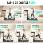 RAOO MIN — Tapis de course pliable 3.0 HP, 12 programmes, 1–14 km/h, inclinaison 0–10%, Bluetooth, écran tactile – Image 4
