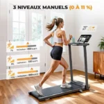 RAOO MIN Tapis de course pliable 3,0 HP - 12 km/h, inclinaison 11%, capacité 150 kg, 12 programmes – Image 4