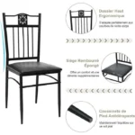 RELAX4LIFE Ensemble Table à Manger et 4 Chaises, Table Rectangulaire avec 4 Chaises Rembourrées pour Cuisine/Bar/Salon, Marron – Image 4