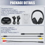 Retekess TA006 Casque TV Sans Fil, Casque Audio, 8 H, Portée de 30 m, Casque Stéréo 3,5 mm, Entrée RCA, Câble Coaxial, Câble Audio – Image 3