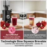 Sans Préparation Extracteur de Jus,Nettoyage installer Rapide,115mm Extracteur de Jus Lent,Rendement en jus de 99 %,1,2 L – Image 5