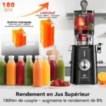 Sans Préparation Extracteur de Jus,Nettoyage installer Rapide,115mm Extracteur de Jus Lent,Rendement en jus de 99 %,1,2 L – Image 4