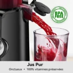 Sans Préparation Extracteur de Jus,Nettoyage installer Rapide,115mm Extracteur de Jus Lent,Rendement en jus de 99 %,1,2 L – Image 3
