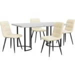 Set de Salle à Manger 5 pièces Plateau de Table en Table à Manger avec 4 chaises Set de Table de Cuisine Moderne pour Salon – Image 3