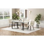 Set de Salle à Manger 5 pièces Plateau de Table en Table à Manger avec 4 chaises Set de Table de Cuisine Moderne pour Salon