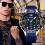 SHARPHY les montres hommes Chronographe marque de Luxe 2019 Sport étanche Bracelet en silicone Calendrier Bleu – Image 2