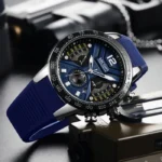 SHARPHY les montres hommes Chronographe marque de Luxe 2019 Sport étanche Bracelet en silicone Calendrier Bleu – Image 3