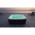 Spa gonflable avec bandeau LED SUNSPA - AC02-LED - 185 x 65 cm - 6 places - Carré (Avec filtre, cadenas, tapis de sol et couverture)