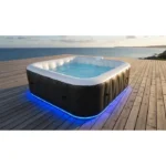 Spa gonflable avec bandeau LED SUNSPA - AC02-LED - 185 x 65 cm - 6 places - Carré (Avec filtre, cadenas, tapis de sol et couverture) – Image 3