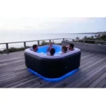 Spa gonflable avec bandeau LED SUNSPA - AC02-LED - 185 x 65 cm - 6 places - Carré (Avec filtre, cadenas, tapis de sol et couverture) – Image 4