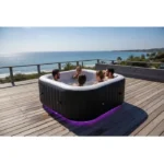 Spa gonflable avec bandeau LED SUNSPA - AC02-LED - 185 x 65 cm - 6 places - Carré (Avec filtre, cadenas, tapis de sol et couverture) – Image 7