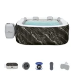 Spa gonflable BESTWAY - Lay-Z-Spa Hollywood - 140 airjets - 180 x 180 x 66 cm - 4 à 6 places - Carré (couverture, cartouche)