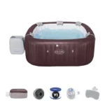 Spa gonflable BESTWAY - Lay-Z-Spa Maldives - Hydrojets - 201x201x80 cm - 5 à 7 places - Carré (couverture, cartouche, 5 appuie-tête)