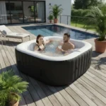 Spa gonflable SUNSPA - AC01 - 157 x 67 cm - 4 places - Carré (Livré avec filtre, cadenas, tapis de sol et couverture) – Image 3