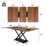 Table à Manger avec Chaises, Ensemble Table à Manger, 5 Pièces, 4 Chaises en Velours Noir, Table Couleur Noyer Pieds en Métal – Image 6
