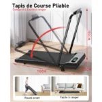 Tapis de Course Pliable Electrique 1-8km/h inclinable 7° avec Télécommande et écran LED, Faible bruit, pour débutants - Noir – Image 3